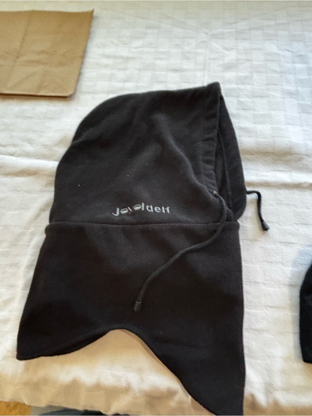Black Fleece Balaclava Hood with Drawcord